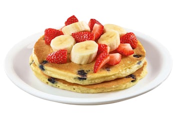 Stack of Double Berry Banana Strawberry Pancakes